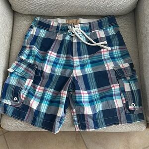 Hollister Blue Plaid Swim Shorts